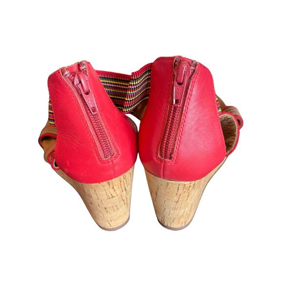 Sofft Women’s Cary Leather Strappy Striped Wedge Sandal-Red, Size 7.5 M - Picture 5 of 10